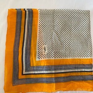 Yves Saint Laurent Neckercheif Yellow White Navy Blue Cotton